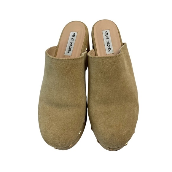 ANTHROPOLOGIE X STEVE MADDEN Brooklyn Clog Taupe Suede Leather Size 7.5 - Picture 3 of 10